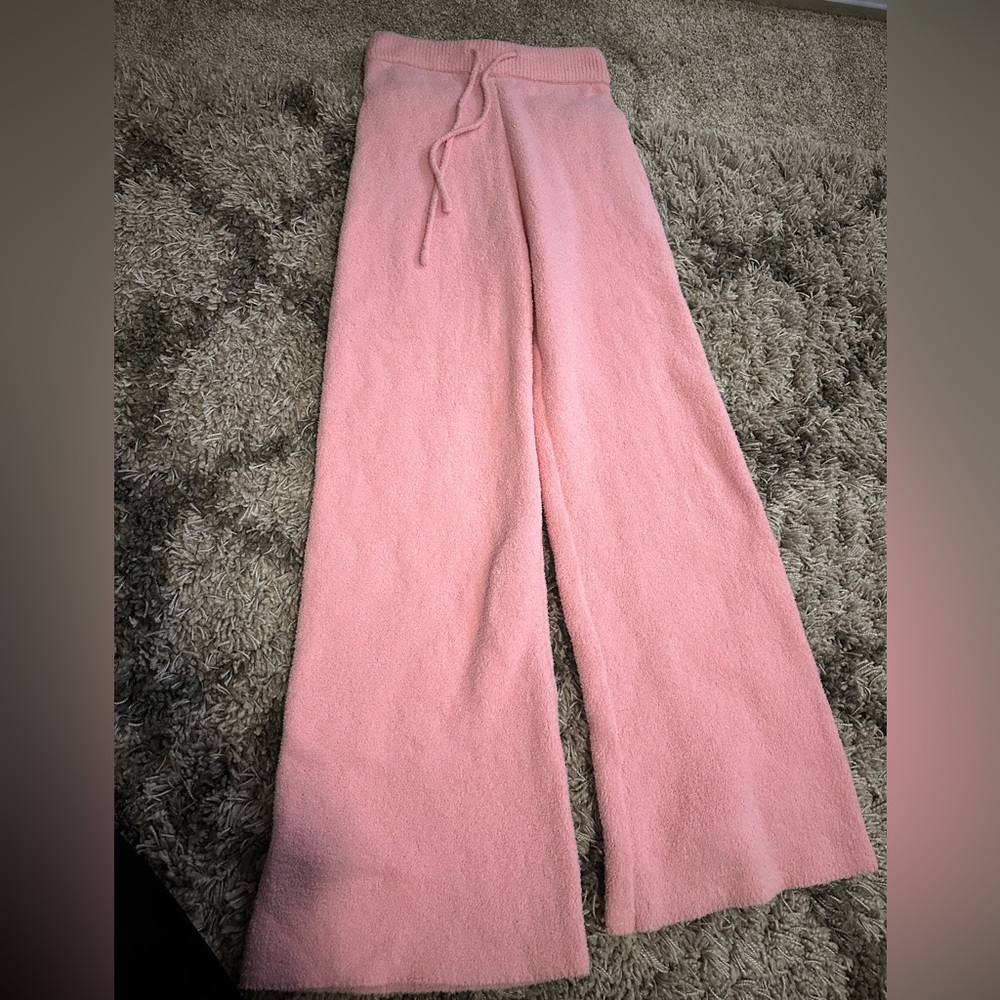 Pink lily Light pink fuzzy straight leg pants